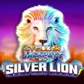 Stellar Jackpots with Silver Lion slot visual from Lightning Box Game available on rollflame.casino